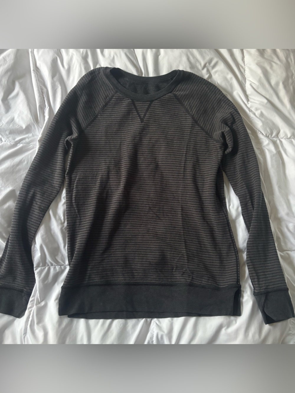 Black and Grey Striped Lululemon Crewneck Sweater - 4?